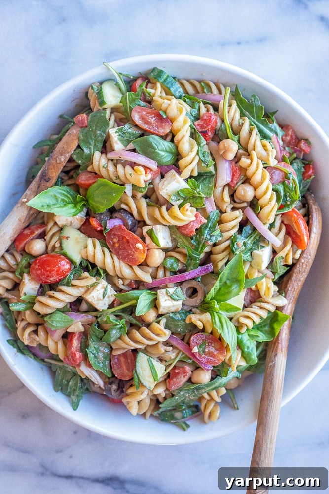 Tahini Balsamic Pasta Salad with Arugula
