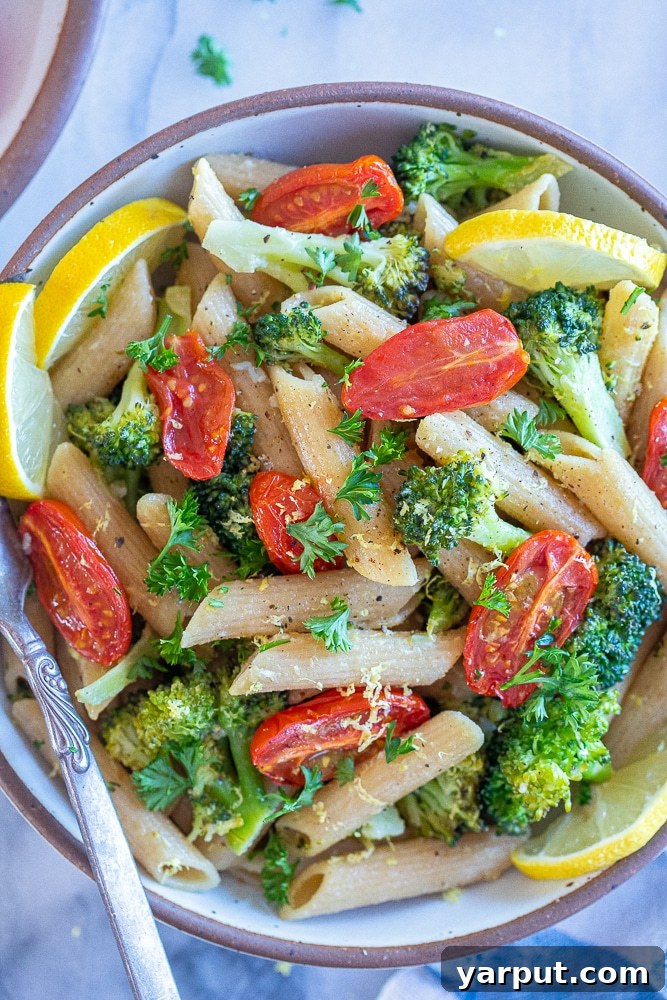 Lemon Broccoli Pasta with Roasted Tomatoes