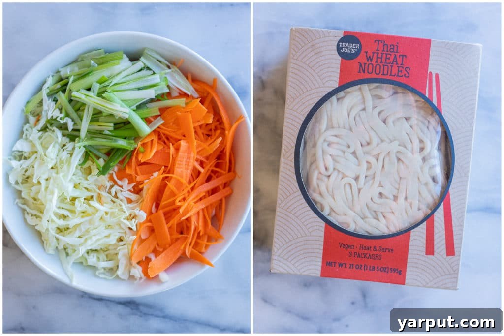 Homemade Lo Mein with Cabbage and Carrots 3 ingredients used to make this easy vegetable lo mein recipe