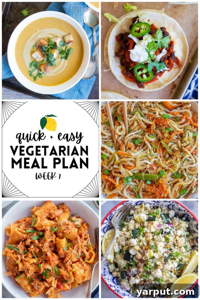 A vibrant overhead shot of a fresh, healthy vegetarian meal featuring pasta and vegetables, illustrating a quick and easy dinner solution.