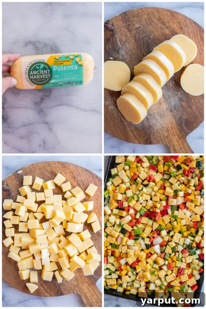 Oven-Roasted Polenta Garden Medley 3 showing how to make this sheet pan polenta meal