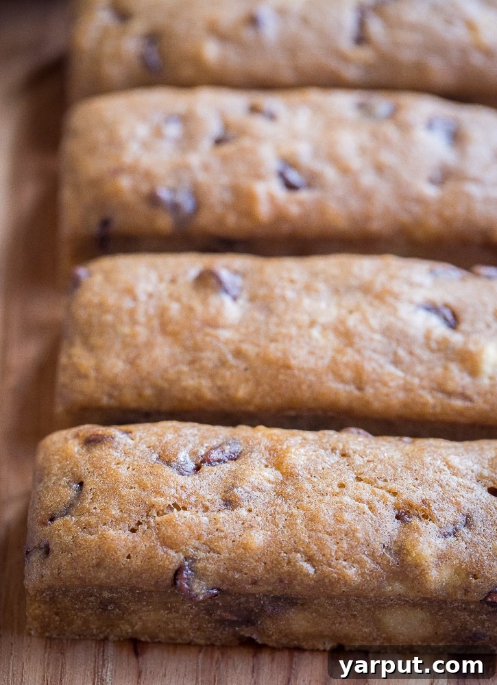 Ultimate Chocolate Chip Banana Bread Bars 6 A close-up shot of a single, perfectly baked chocolate chip banana bread bar, highlighting its moist texture and generous chocolate chips.