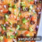 Vegetarian Soft Taco Casserole in a pan