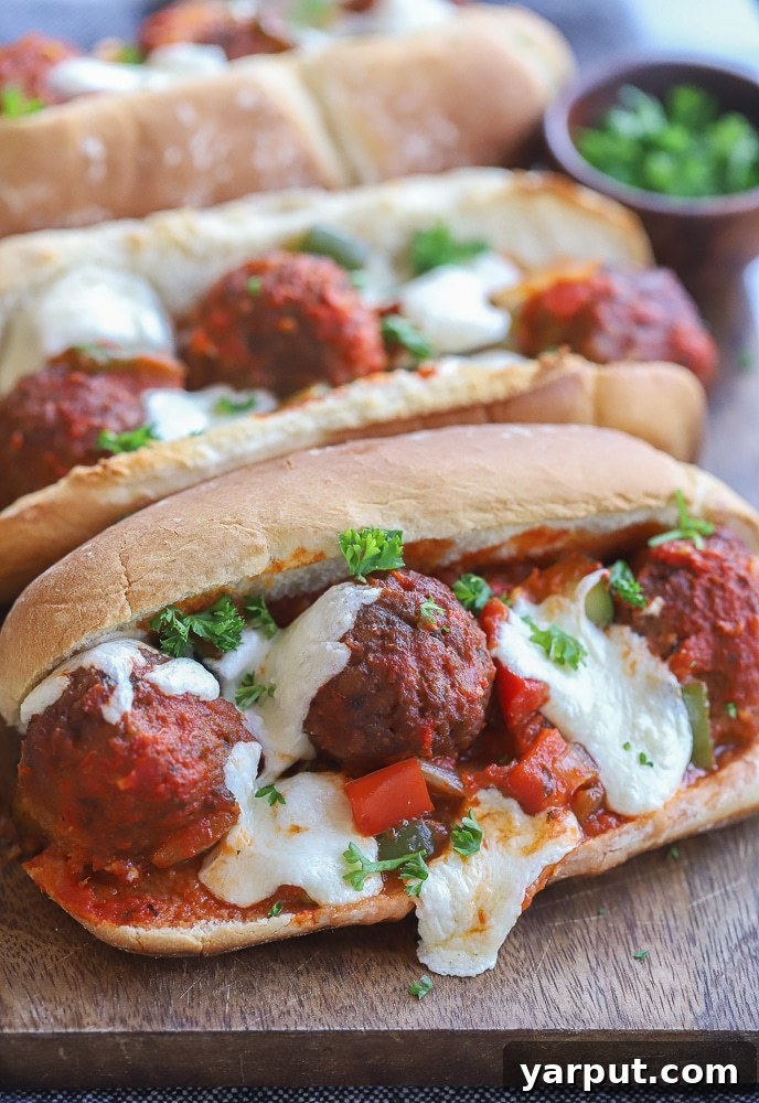 Budget-Friendly Vegetarian Meal Plan - Week 15 3 Delicious vegetarian meatball subs, filled with rich marinara sauce and melty cheese.