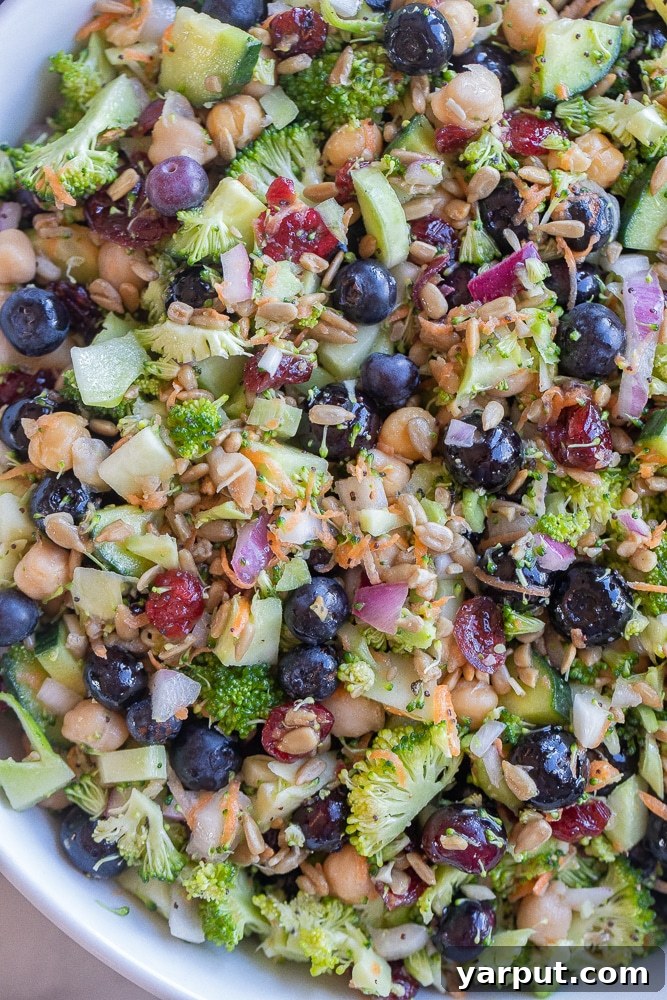 Vibrant Broccoli Blueberry Chickpea Medley 5 Broccoli Blueberry Salad in a Bowl