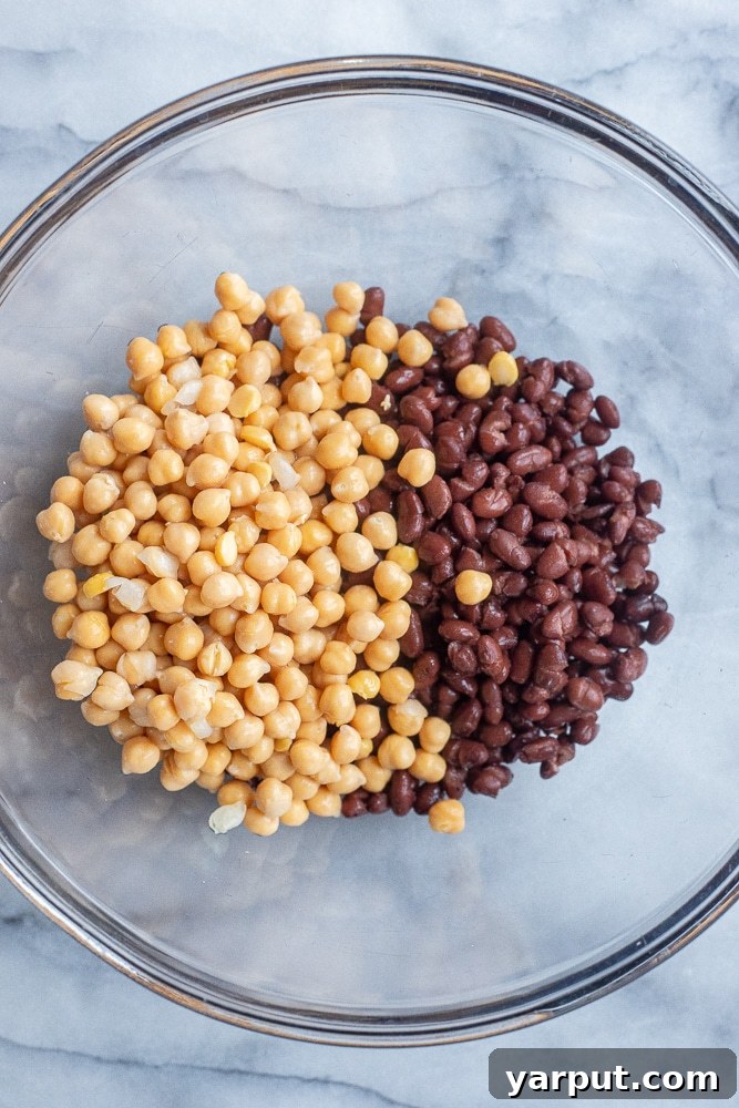 chickpeas and black beans are the base of this black bean salad