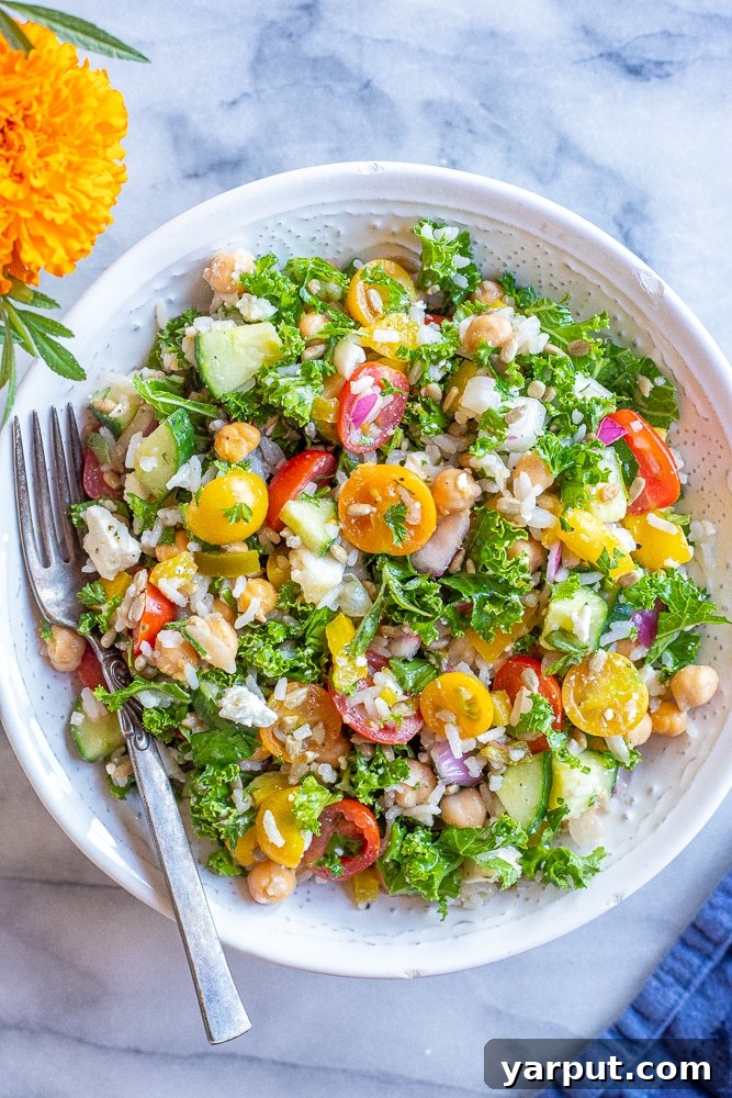 41 Flavorful Soy-Free Vegetarian Meals for Lunch and Dinner 29 Fresh rice chickpea salad with kale and feta cheese