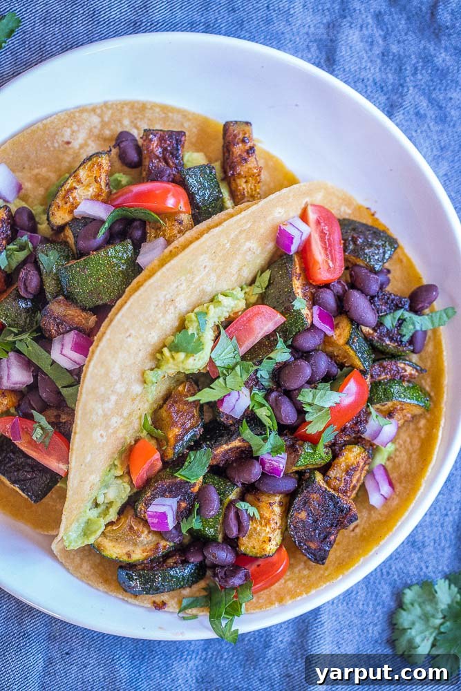 Affordable Plant-Based Meal Plan Week 22 4 Blackened Zucchini Tacos with fresh toppings