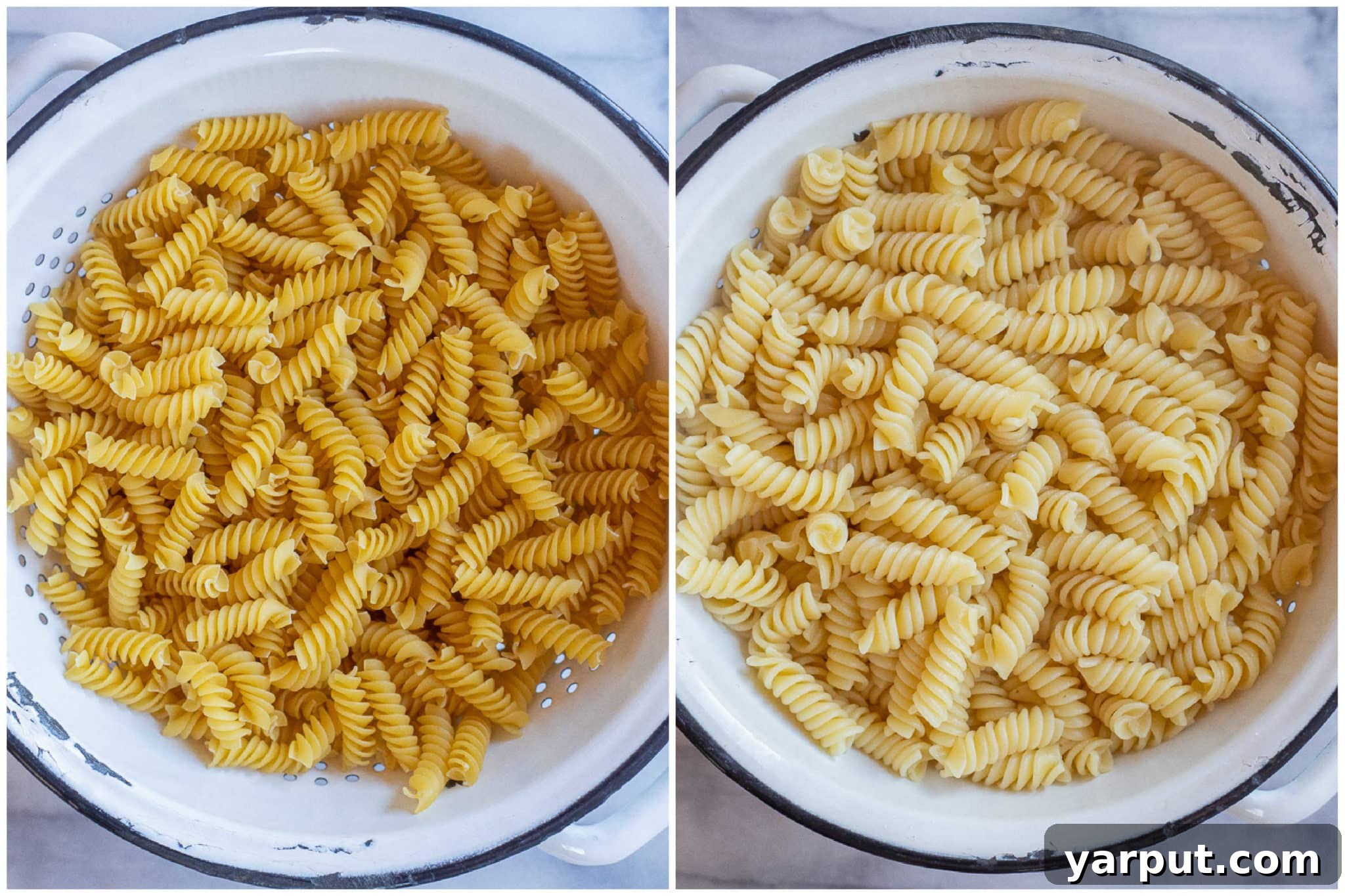Effortless Butter Noodles Kids Adore 3 rotini noodles before and after being cooked