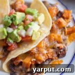 Crispy Roasted Sweet Potato and Black Bean Tacos with fresh toppings