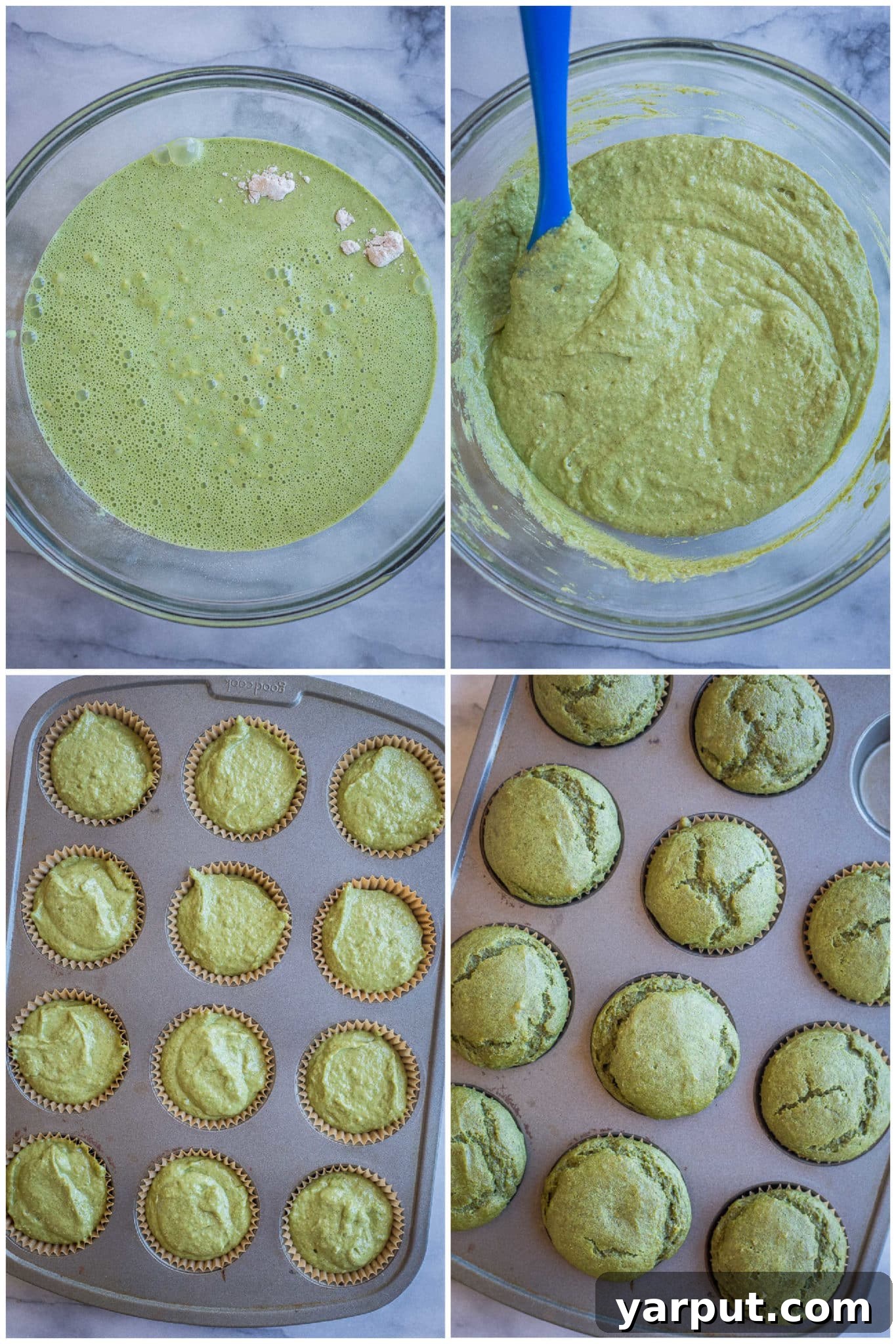 Freshly baked kid-friendly green muffins cooling in a muffin tin, ready to be enjoyed.