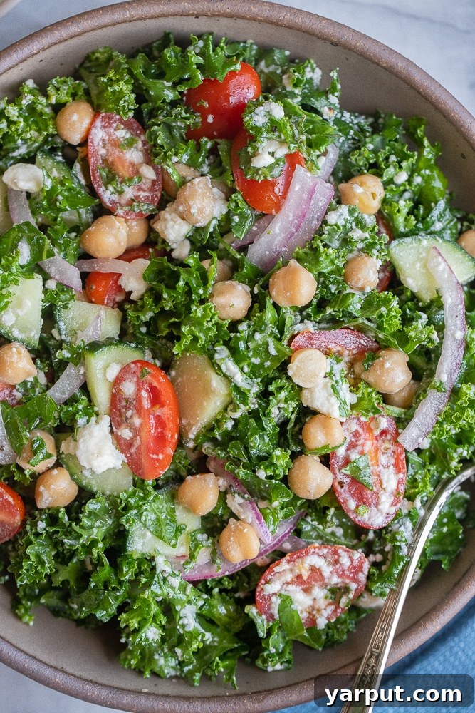 close up of a healthy kale salad recipe in a bowl
