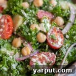 Lemony Kale Salad with Feta Cheese and Chickpeas