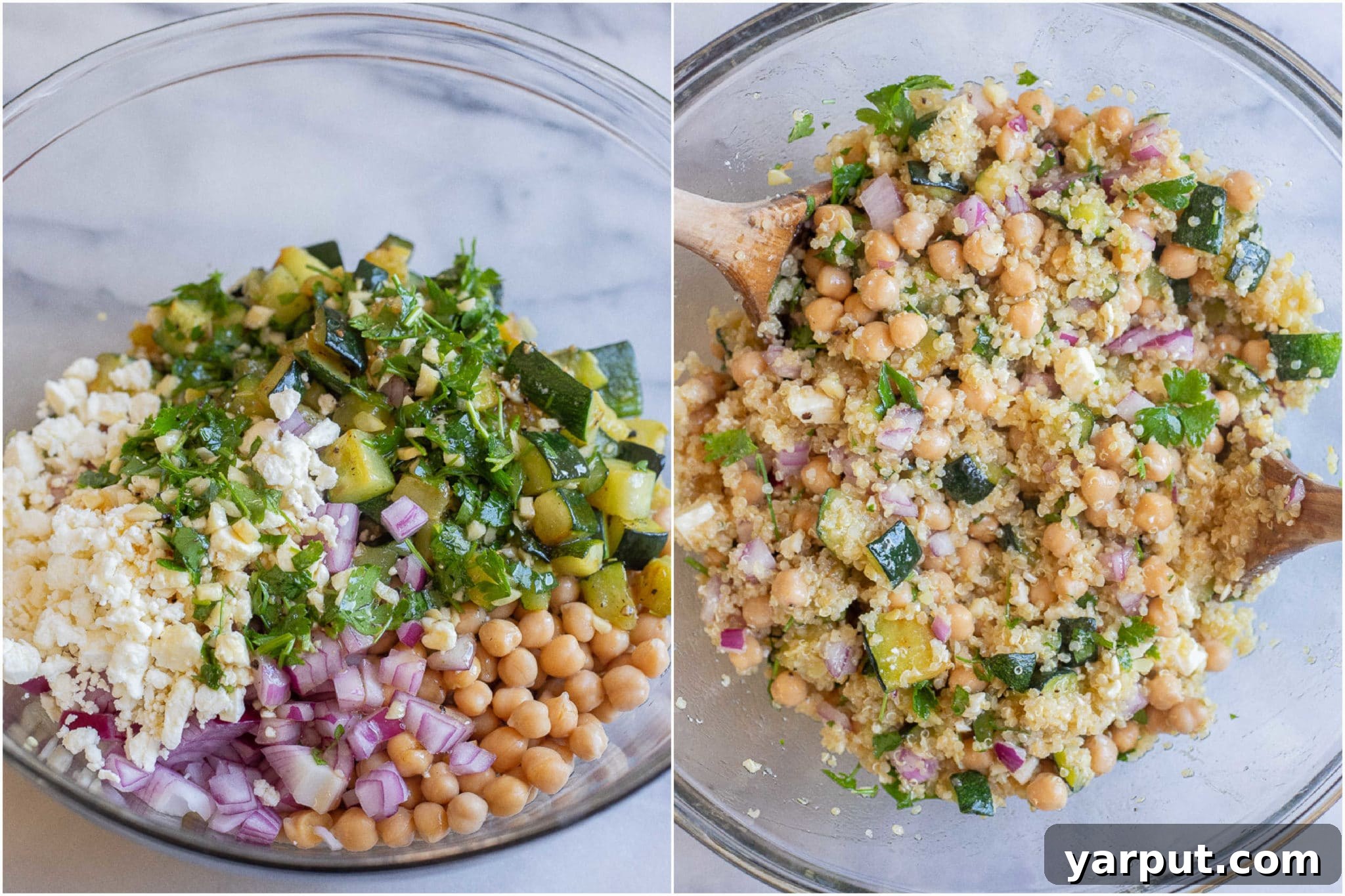 Vibrant Zucchini Chickpea Quinoa Salad 4 zucchini quinoa salad in a bowl mixed up with all the other ingredients