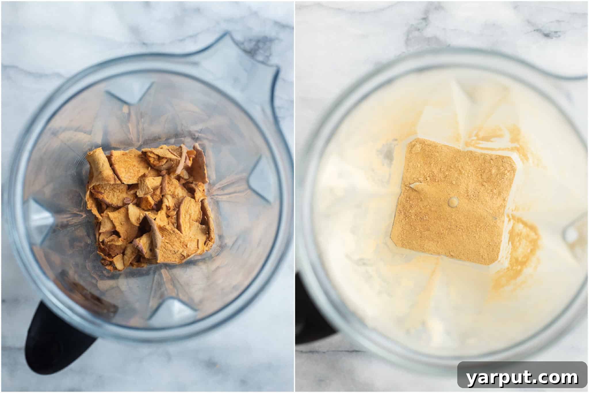 Classic Apple Pie with Fresh Apples and Warm Spices 4 apple chips that have been blended to a powder in a Vitamix blender