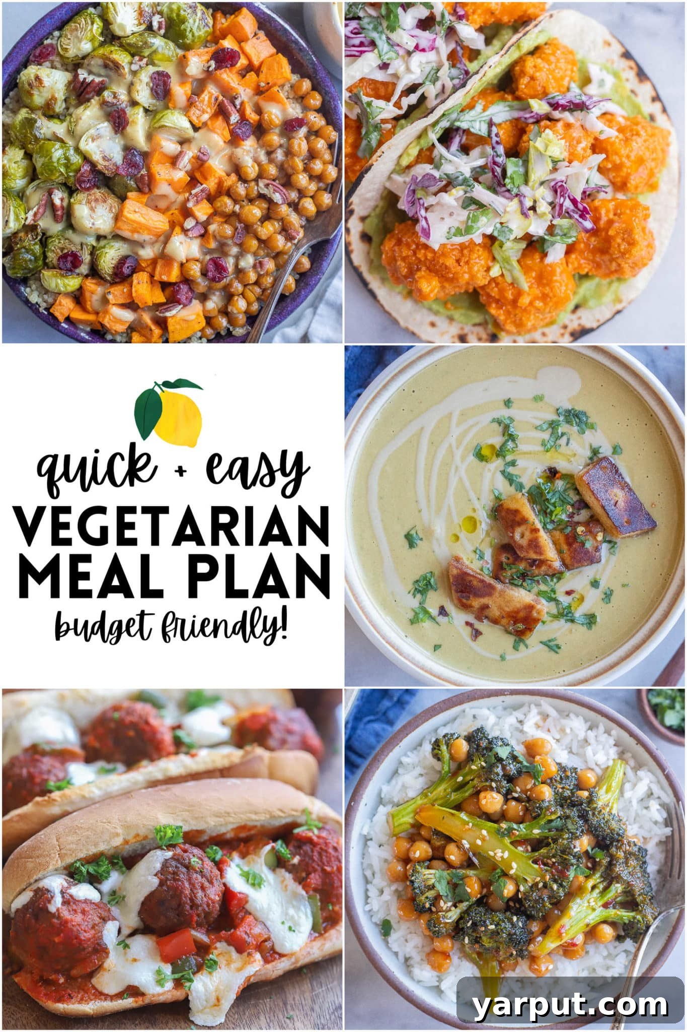 Vegetarian Meal Plan Made Easy: Week 37 2 A vibrant spread of prepared vegetarian meals, showcasing fresh ingredients and diverse dishes ready for a quick and easy weeknight dinner.