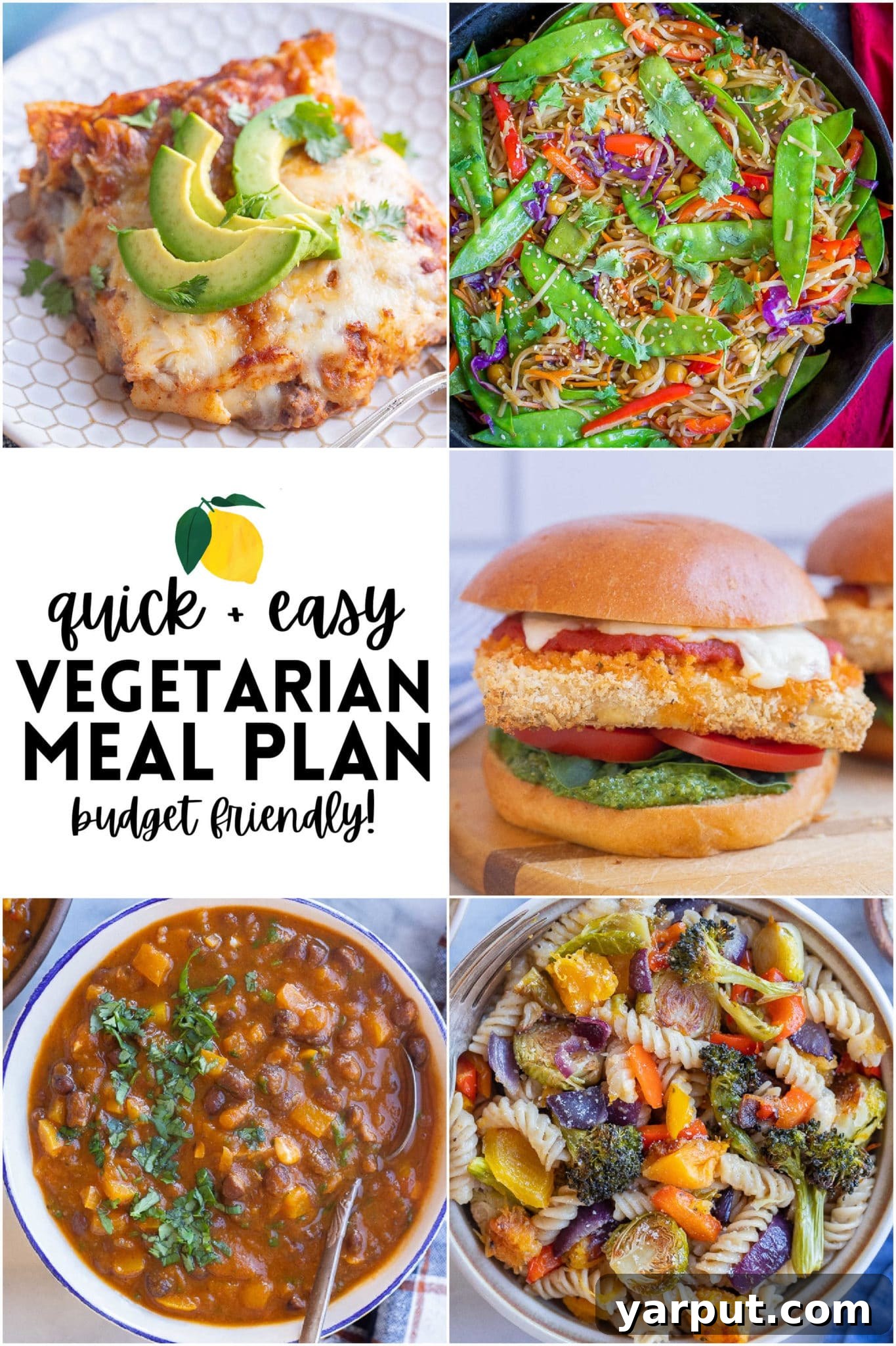 Wholesome Plant-Based Eats for Week 38 2 A vibrant collage featuring various quick and easy vegetarian meals, perfect for a budget-friendly weeknight dinner plan.