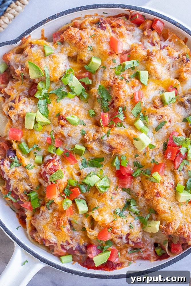Easy Vegetarian Meals: Week 40 5 Baked Vegetarian Chili Cheese Stuffed Shells in a casserole dish