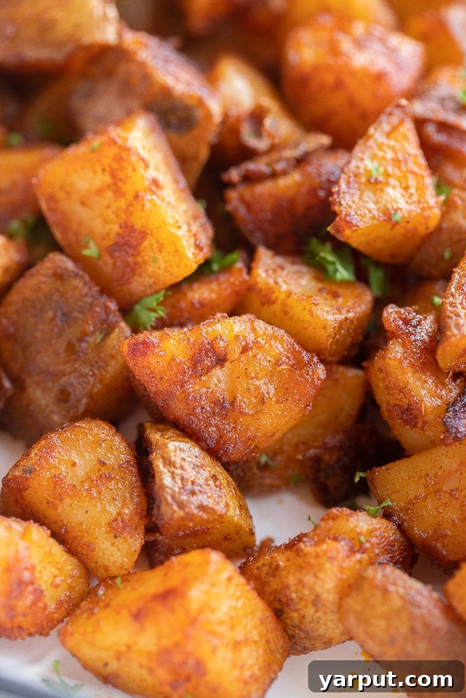 Seasonal Eats: January 12 Crispy golden-brown home fries in a cast-iron skillet, illustrating a delicious way to enjoy potatoes for breakfast or as a comforting side.