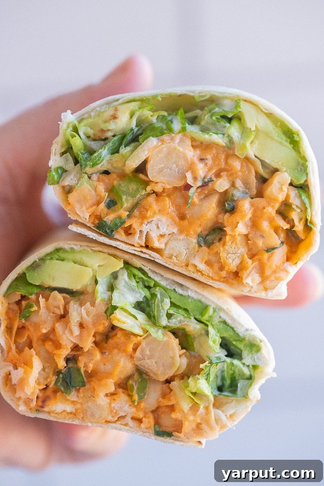 Your Easy Vegetarian Meal Plan for Week 4 4 Flavorful Buffalo Chickpea Wraps ready to be enjoyed