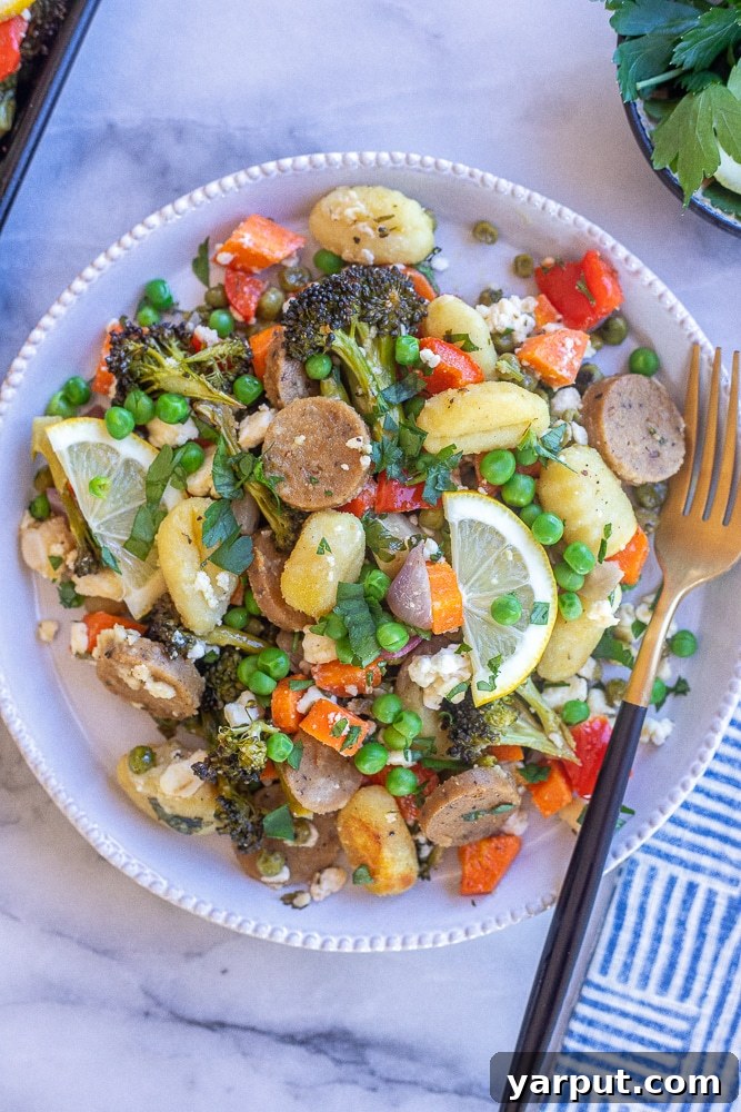 Your Easy Vegetarian Meal Plan for Week 4 5 Sheet pan Roasted Vegetable Gnocchi and Sausage Bake