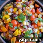 Cherry Tomato Black Bean and Corn Salsa in a bowl