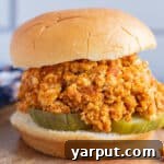 Vegetarian Pumpkin Sloppy Joes with pickles