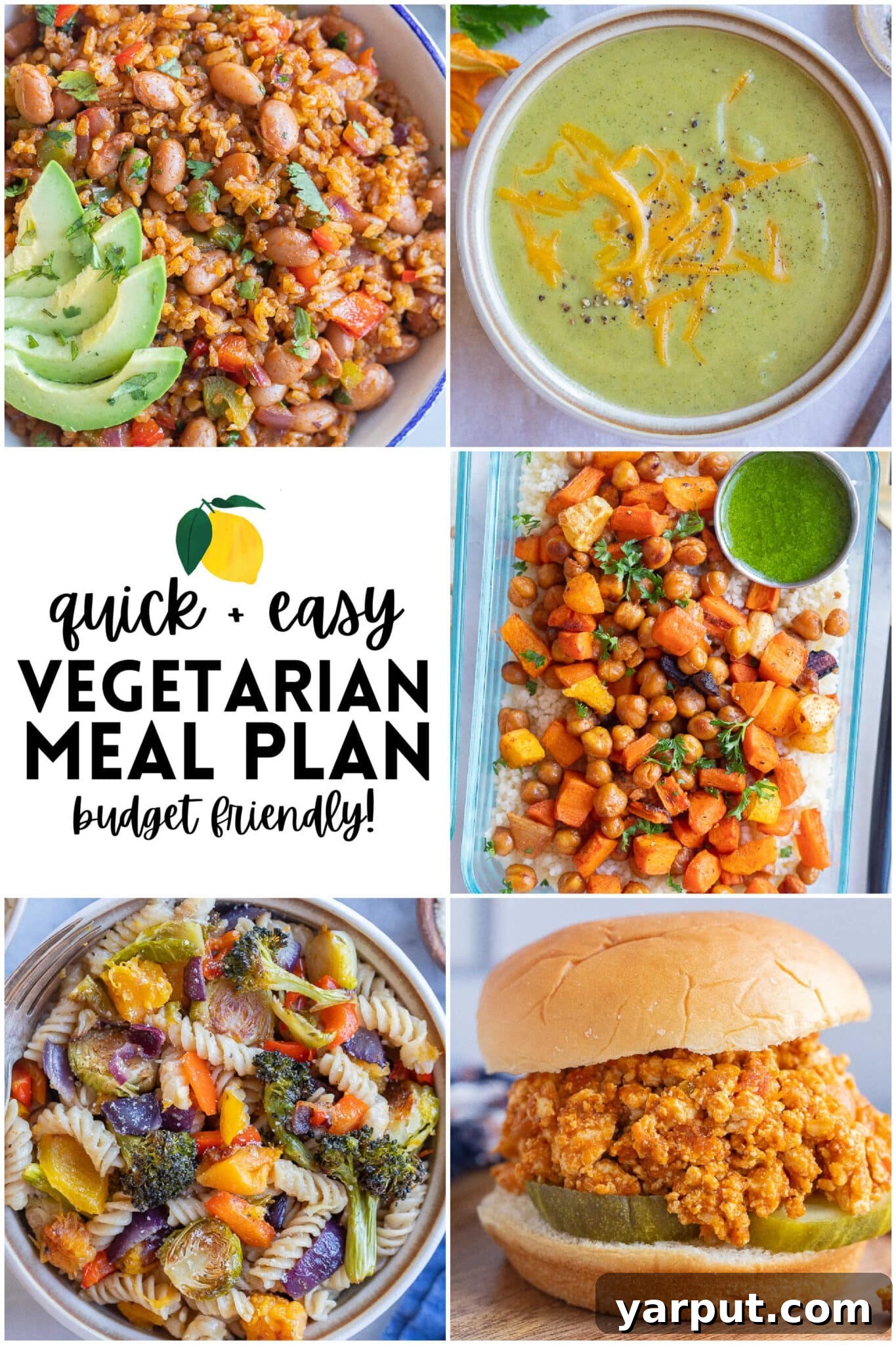 Effortless Vegetarian Meal Plan: Week 7 2 A vibrant, delicious spread of vegetarian meals on a rustic wooden table, showcasing the ease and variety of plant-based cooking.
