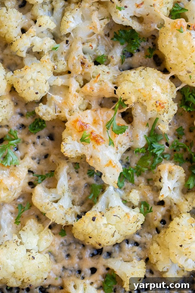Crispy Ranch Parmesan Cauliflower 7 Close-up of a single Parmesan Ranch Crusted Cauliflower floret