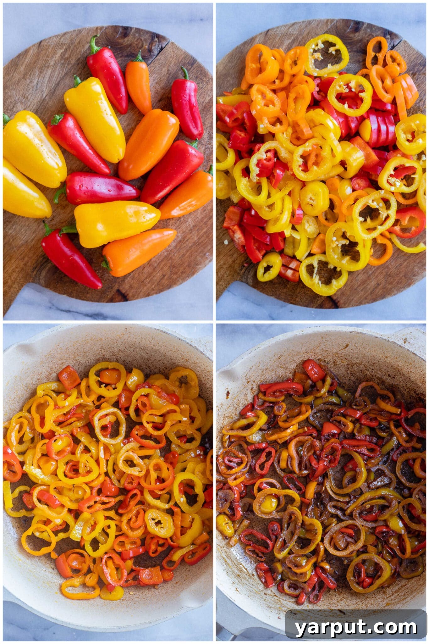 Vibrant Holiday Pesto Pasta Salad 4 Detailed shot showing the preparation and cooking process of the balsamic sweet peppers, essential for flavor in this holiday salad.
