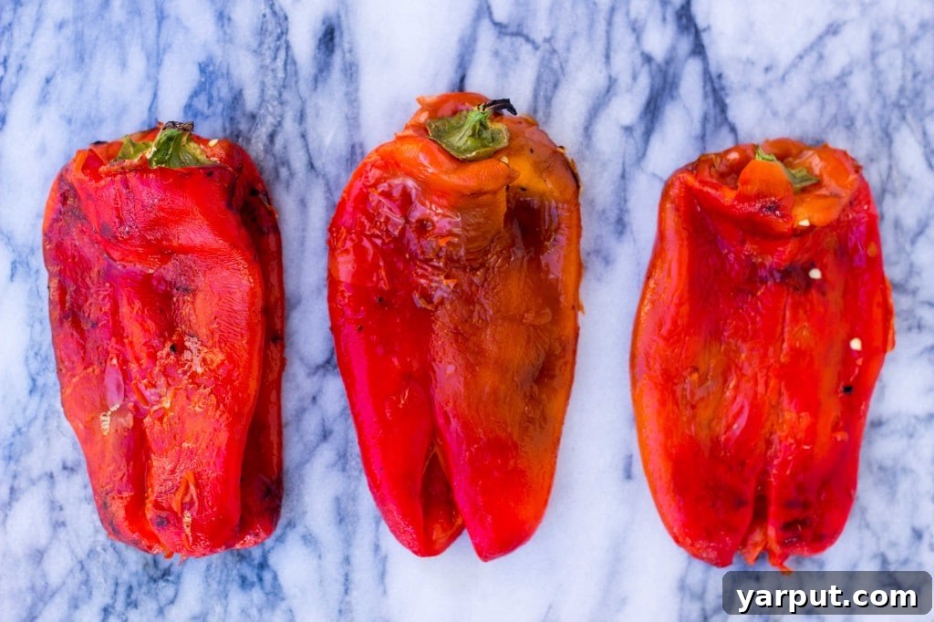 Homemade Gluten Free Vegan Roasted Red Pepper Enchilada Sauce 7 Peeled, roasted red bell peppers, ready for blending