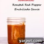 A bowl of delicious homemade roasted red pepper enchilada sauce