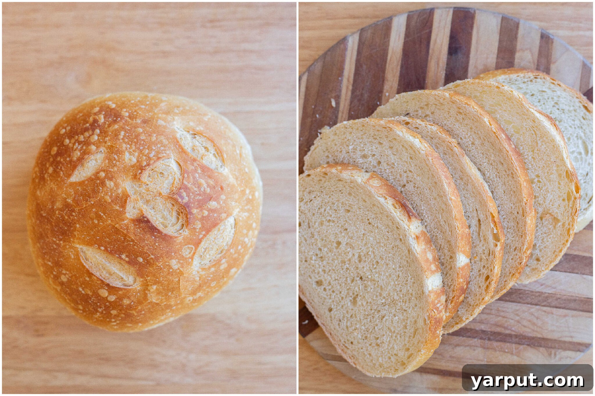 Sourdough bread loaf expertly sliced into perfect pieces, ready for sandwich making.