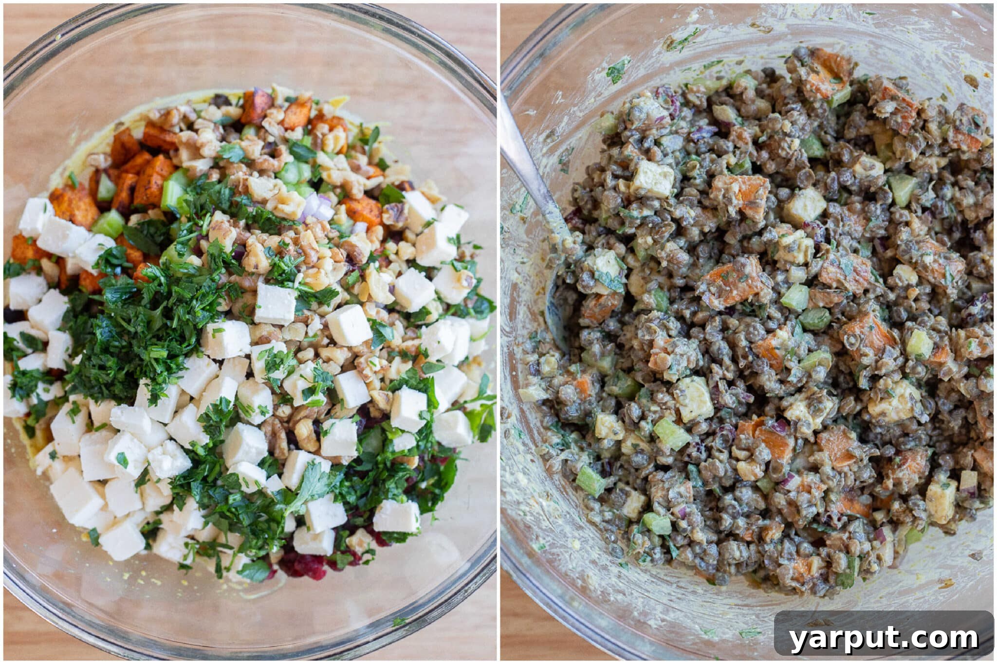 Golden Sweet Potato and Curried Lentil Wraps 4 curry lentil salad mixed up in a bowl