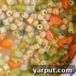 A bowl of Vegan Chickpea Noodle Soup