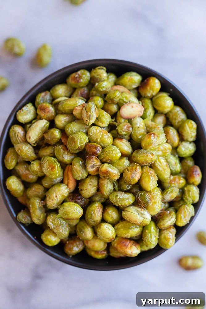 Perfectly Crunchy Oven-Roasted Edamame 6 bowl of crispy roasted edamame