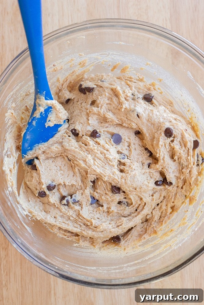 chocolate chip muffin batter in a bowl