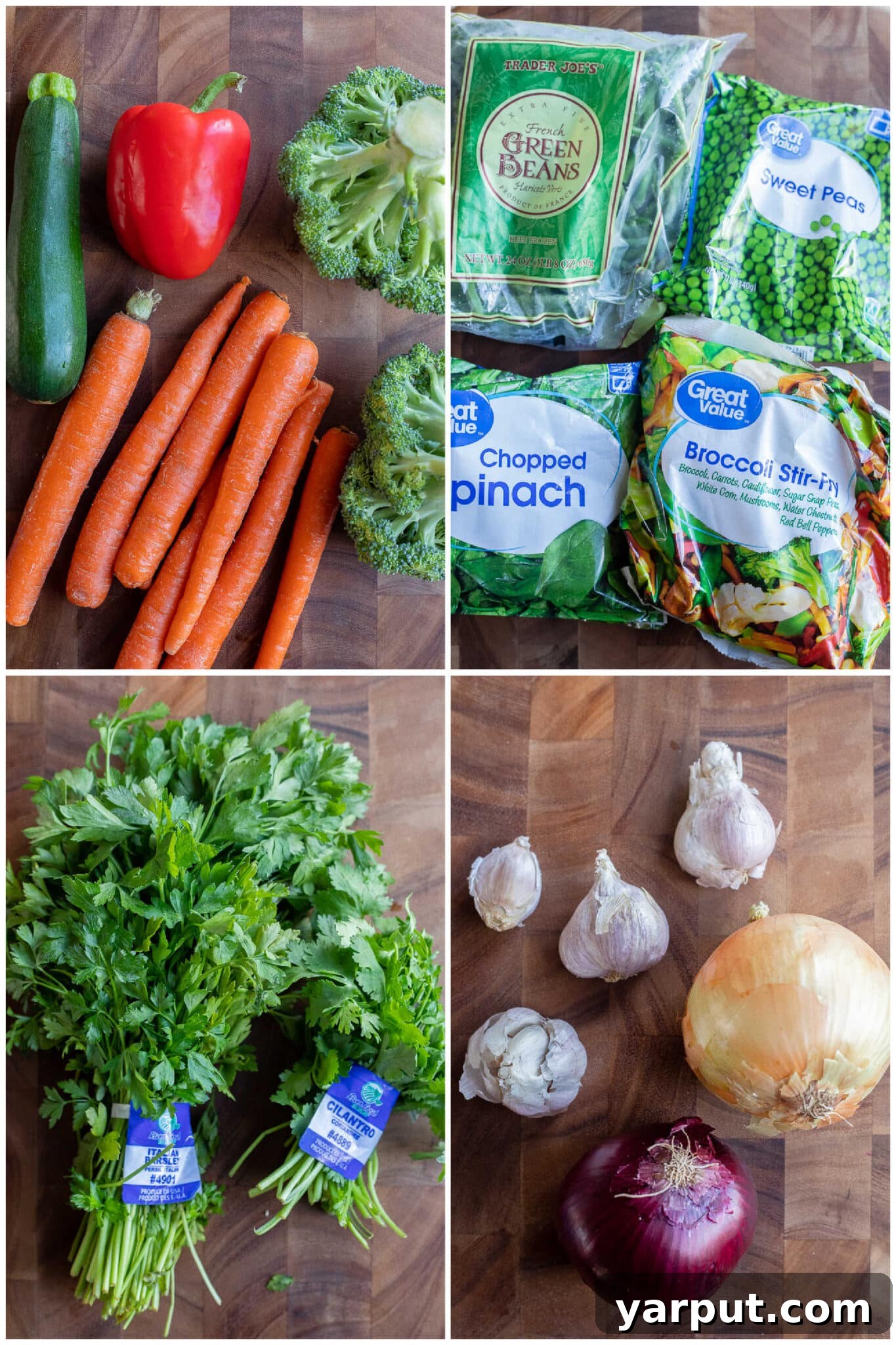 35 Essential Plant-Based Pantry Staples 11 A vibrant display of fresh, frozen, and shelf-stable vegetables, illustrating the diversity of produce for a well-rounded vegetarian pantry.