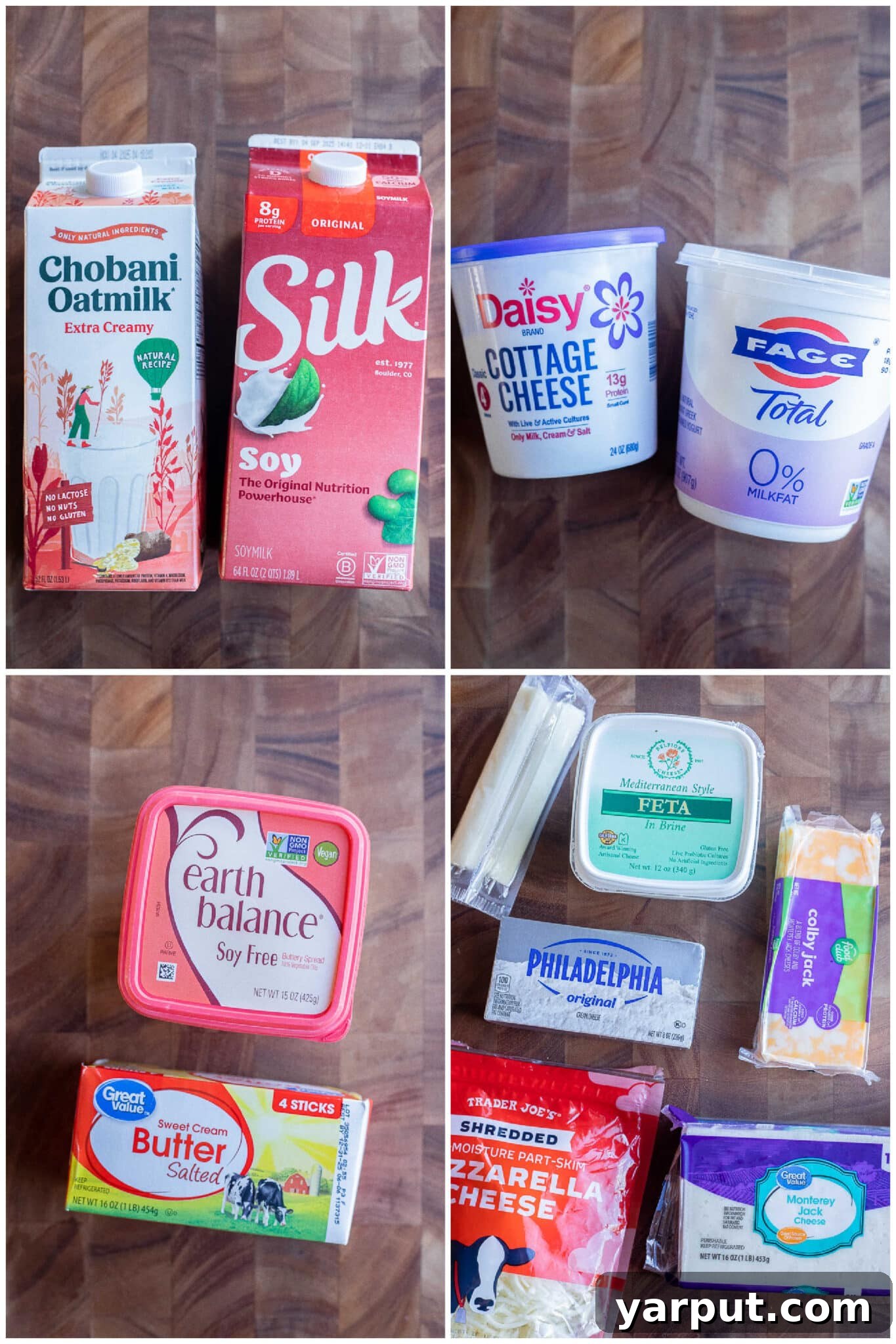 35 Essential Plant-Based Pantry Staples 10 Dairy and dairy-free refrigerated essentials: yogurt, butter, cheese, and various milks.