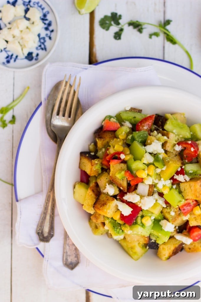 Zesty Southwestern Green Tomato Panzanella with Cilantro Lime 13 Serving of Green Tomato Southwest Panzanella Salad - A Healthy and Delicious Meal