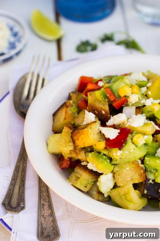 Zesty Southwestern Green Tomato Panzanella with Cilantro Lime 15 Colorful and Fresh Green Tomato Southwest Panzanella Salad - Ready to Serve