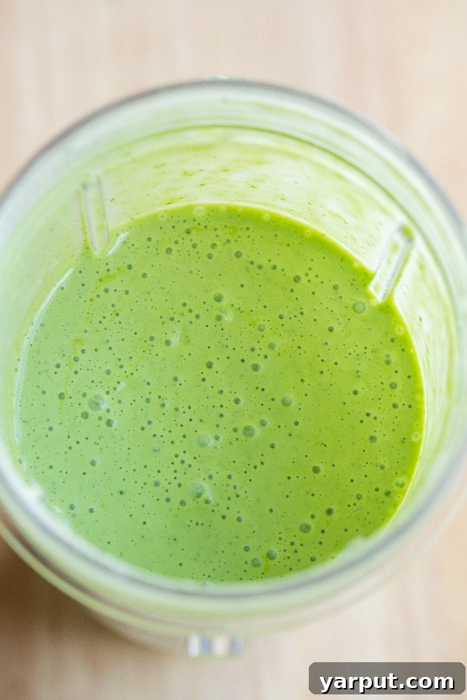 Vibrant Herb Yogurt Dressing 6 herby yogurt dressing blended up in a ninja blender