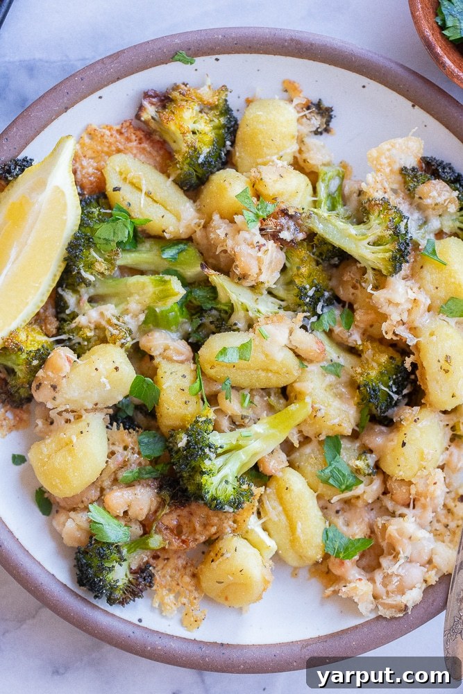 A World of Lentil Chickpea and Bean Delights 63 Golden parmesan-crusted gnocchi served with tender broccoli and white beans.