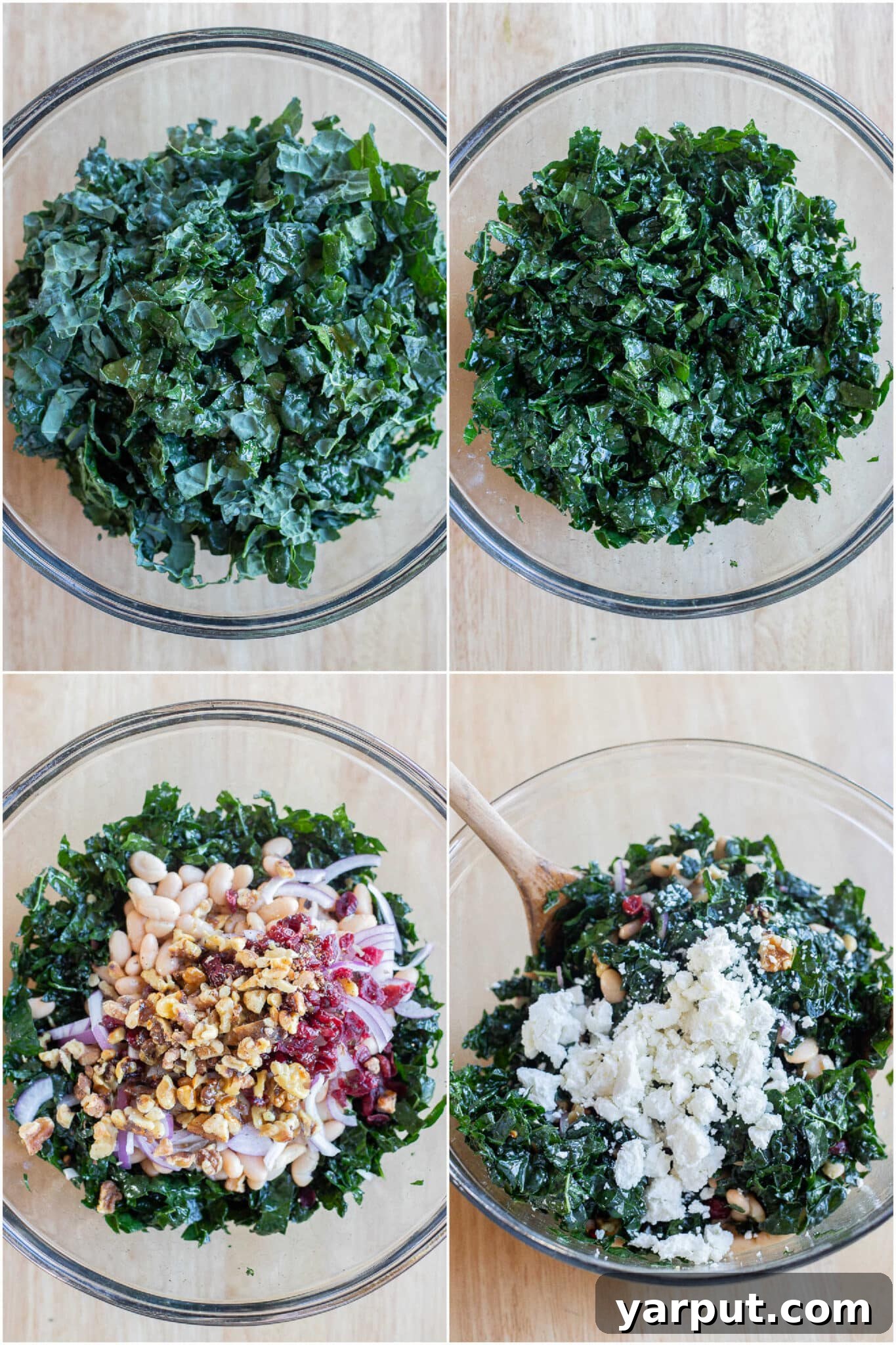 Quick Wholesome Kale and White Bean Salad 4 A close-up of a bowl filled with massaged kale, ready to be mixed with other ingredients for a salad.