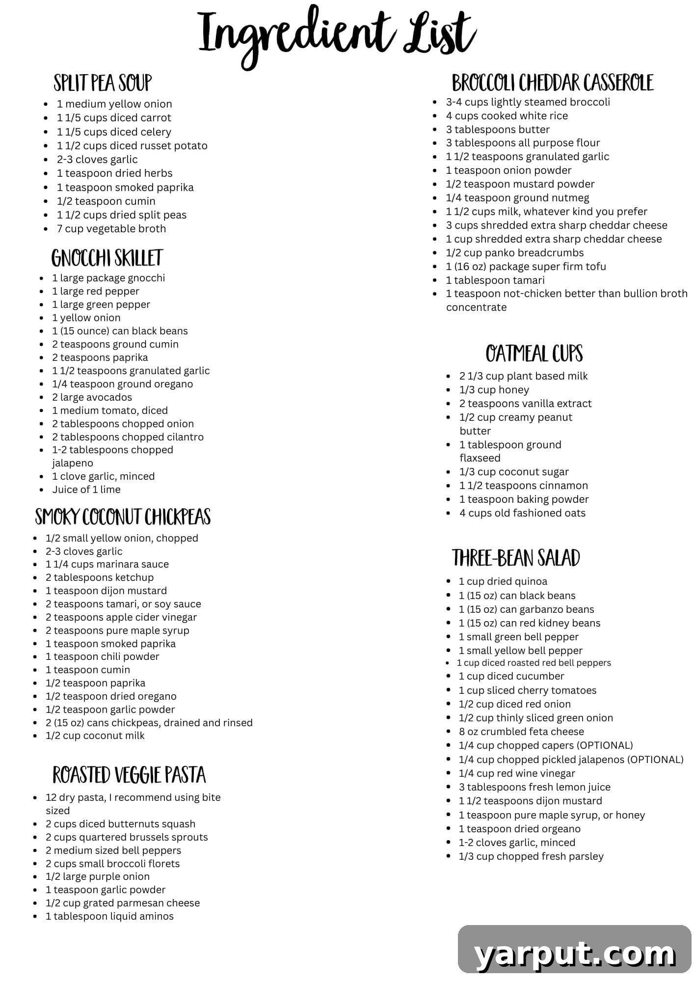 Your 2026 Vegetarian Kickoff: Week 1 Meal Plan 10 Printable Ingredient List for Easy Vegetarian Meal Plan