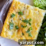 Cauliflower Leek and White Cheddar Egg Bake in a baking dish