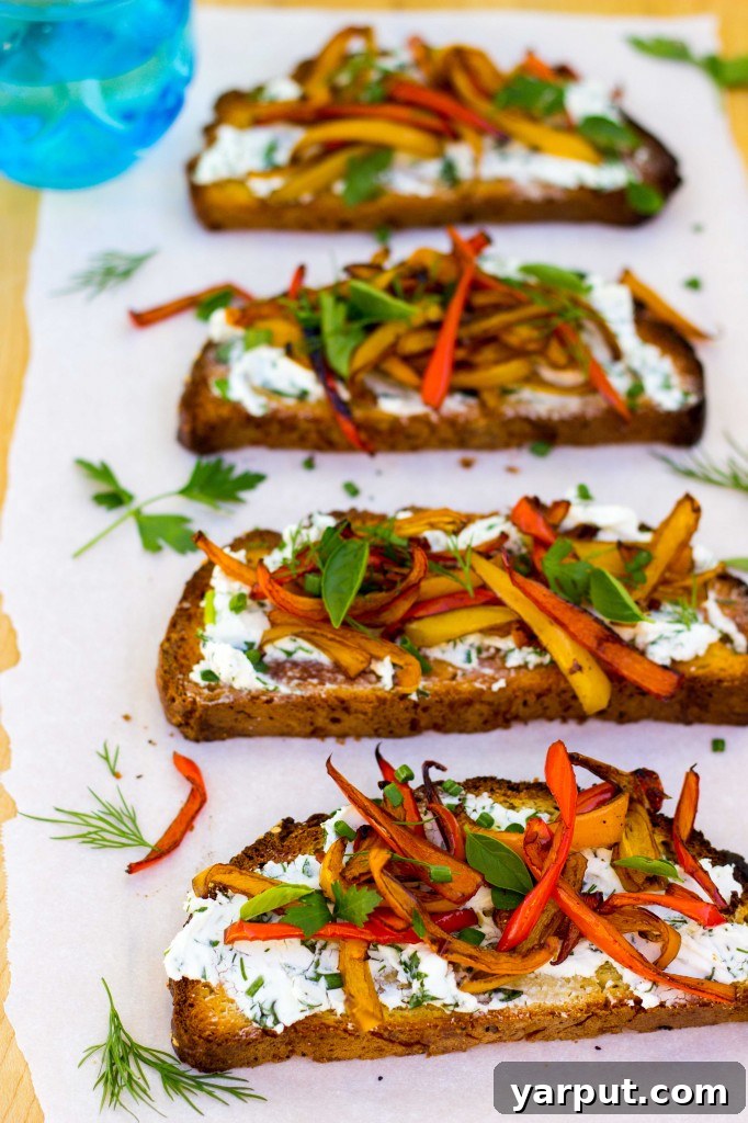 Herbed Chevre Crostini with Roasted Balsamic Peppers 13 Herbed Goat Cheese Toasts: Simple ingredients, extraordinary taste.