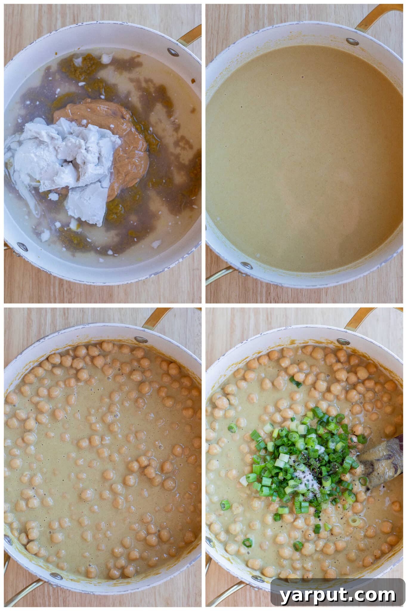 Fragrant Green Curry Chickpeas in Minutes 4 Step-by-step image showing how to make easy green curry with chickpeas in a skillet.