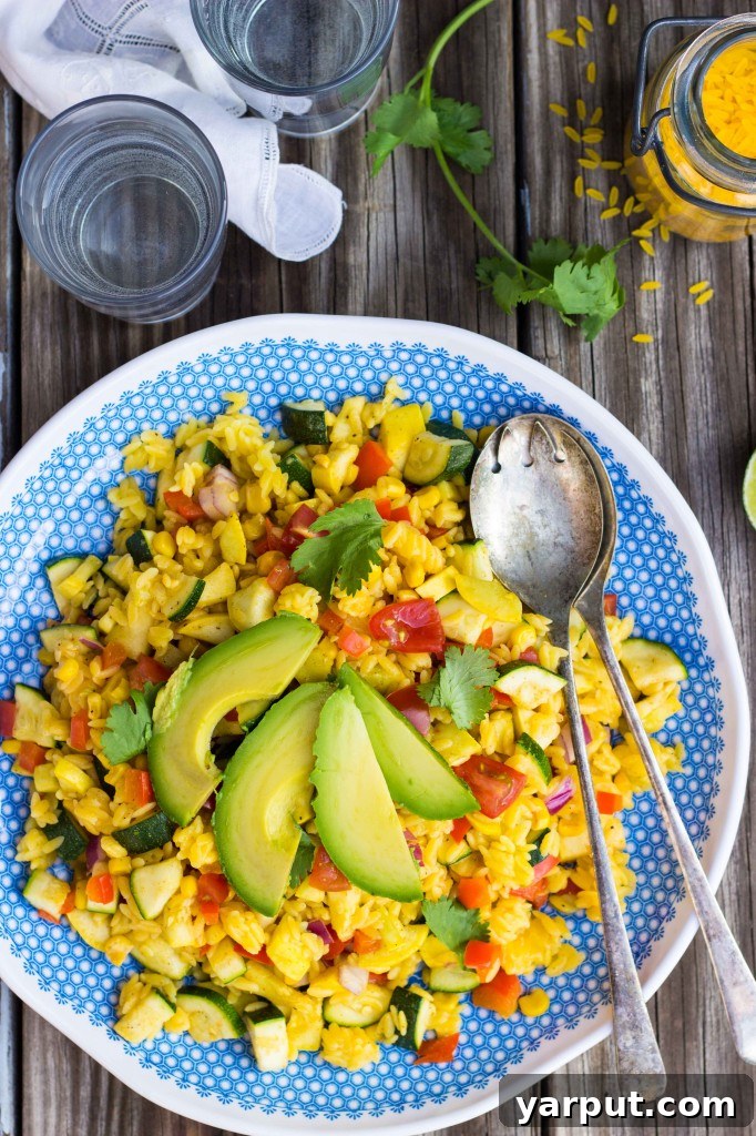 Calabacitas Orzo Salad with Zesty Cilantro Lime Dressing 8 Closeup view of Calabacitas Orzo Salad, perfect for summer meals