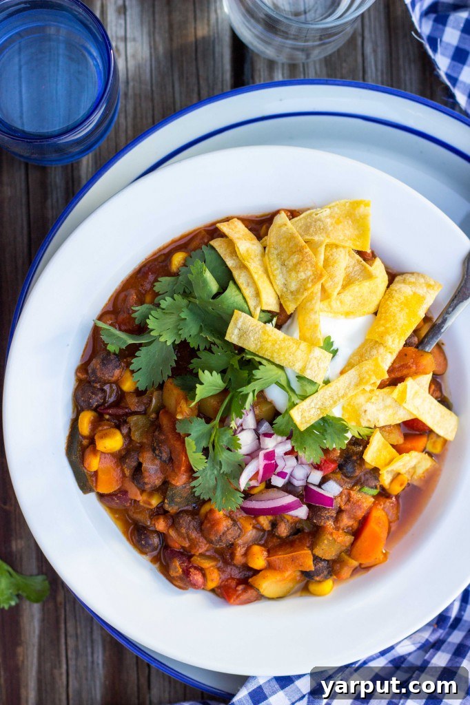 Hearty Triple Bean Vegetable Chili 2 Hearty Three Bean Loaded Veggie Chili - Perfect for Any Season